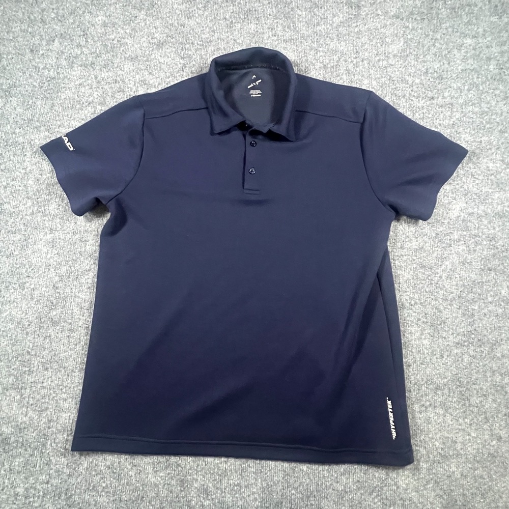 Head Polo Shirt Mens Large Navy Blue Hypertek Moisture Wicking Golf Performance